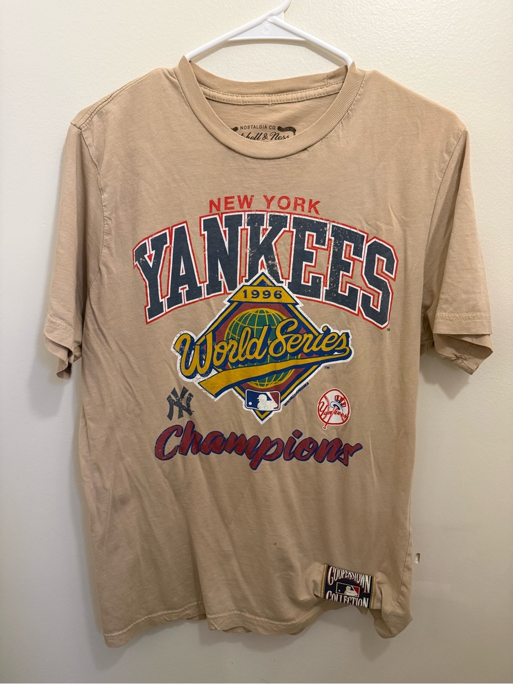 New York Yankees Mitchell & Ness Tan Nostalgia Co. Logo Tee